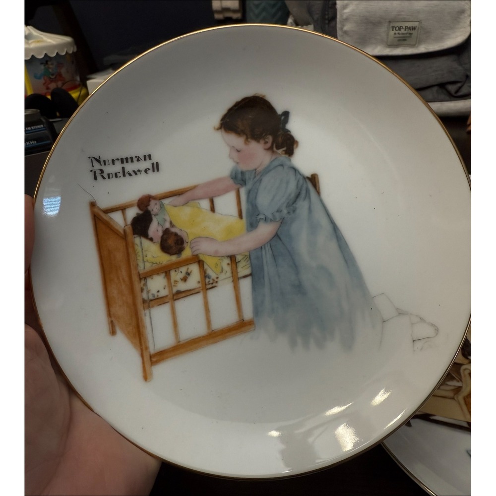 2 Norman Rockwell Collectors Edition Sleep Tight Decorative Plate Japan